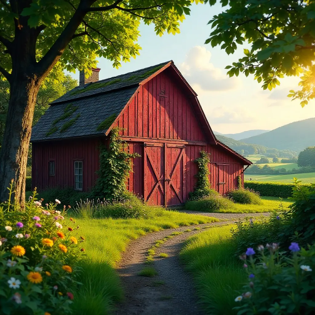 Serene Rustic Barn in Lush Countryside