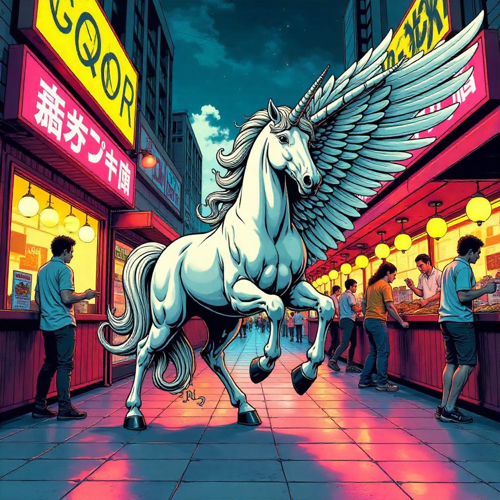 Pegasus in the Neon Food Court: Comic Splash