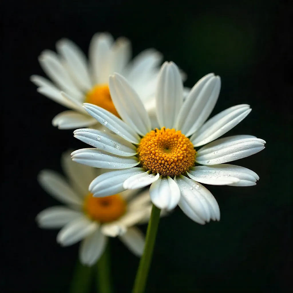 Serene Daisy Close-Up Against Velvet Darkness
