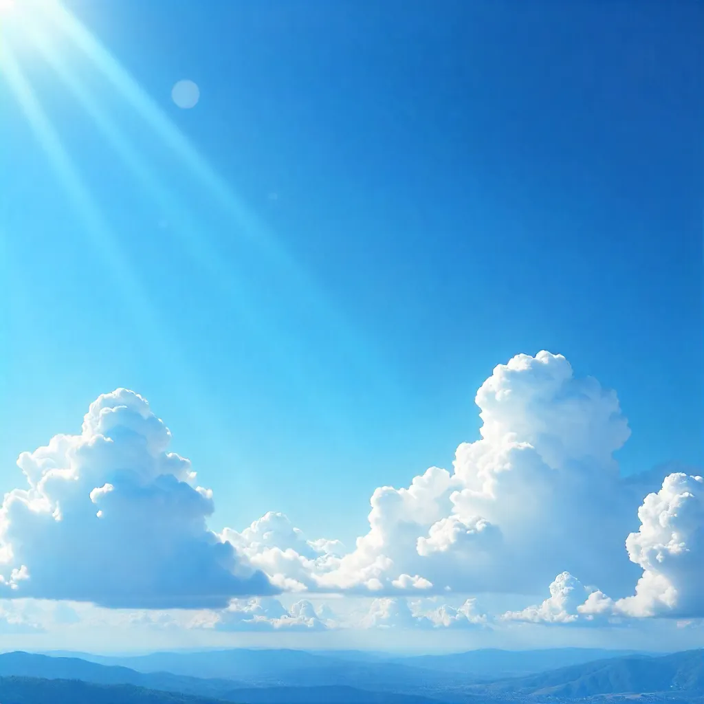 Tranquil Blue Sky with Puffy Cloudscape