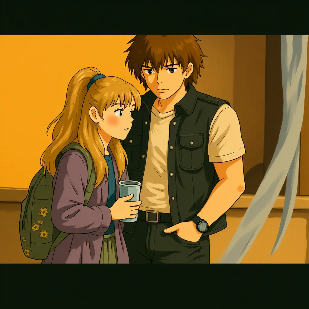 Chris Pratt and Millie Bobby Brown in The Electric State (2025) - Ghibli style