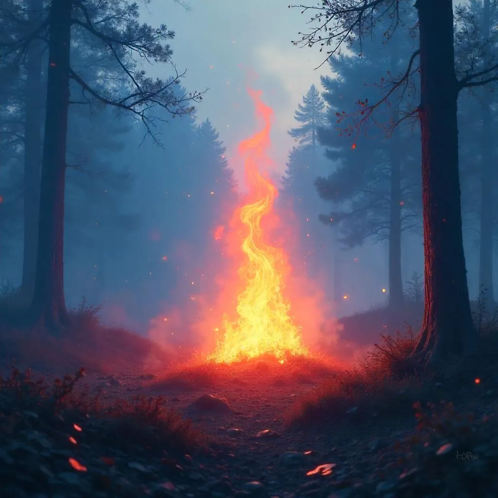 Morning Mist Fire: A Digital Dreamscape