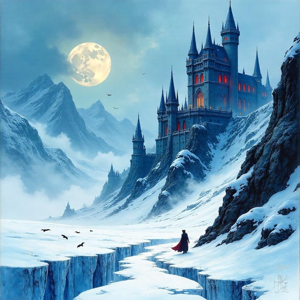 Glacial Gothic: Watercolor Vampire Castle