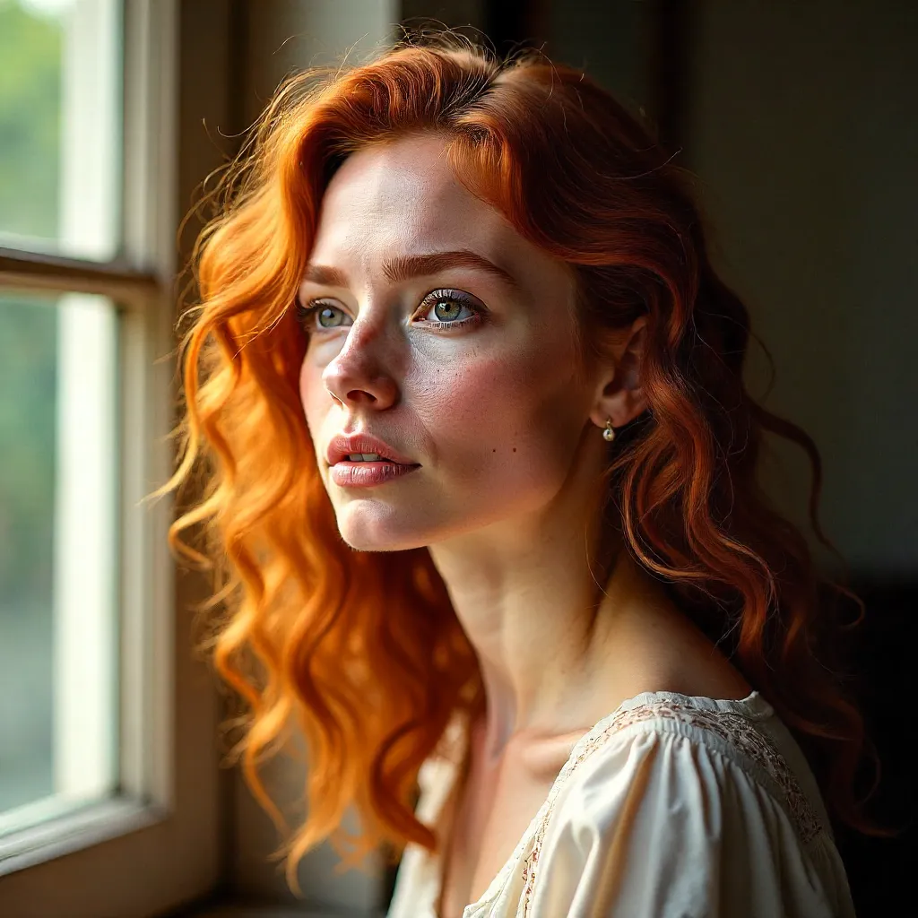 Thoughtful Red-Hair Portrait in Natural Light