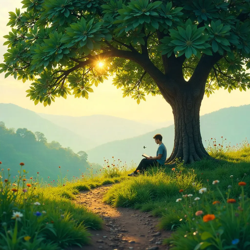 Tranquil Scene: Person Under a Tree in KL, India