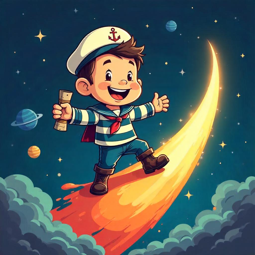 Sailor on a Comet: Playful Cartoon Voyage