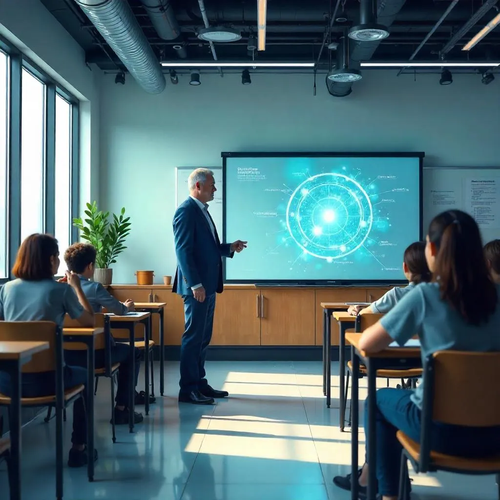 Professional White Man Teaching Concept Art in a Classroom