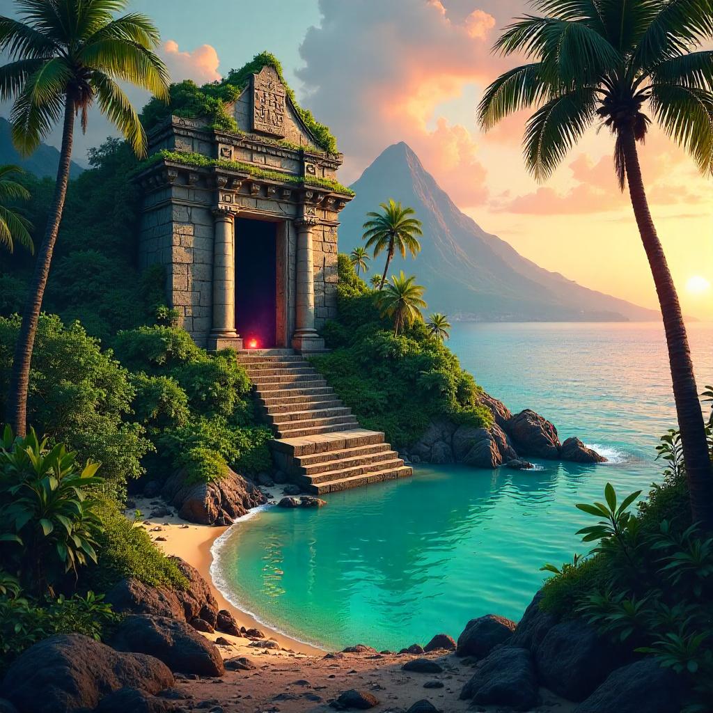 Sunken Tropical Ruins in Digital Light