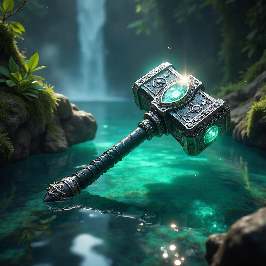 Divine Hammer in a Hidden Lagoon – 3D Render