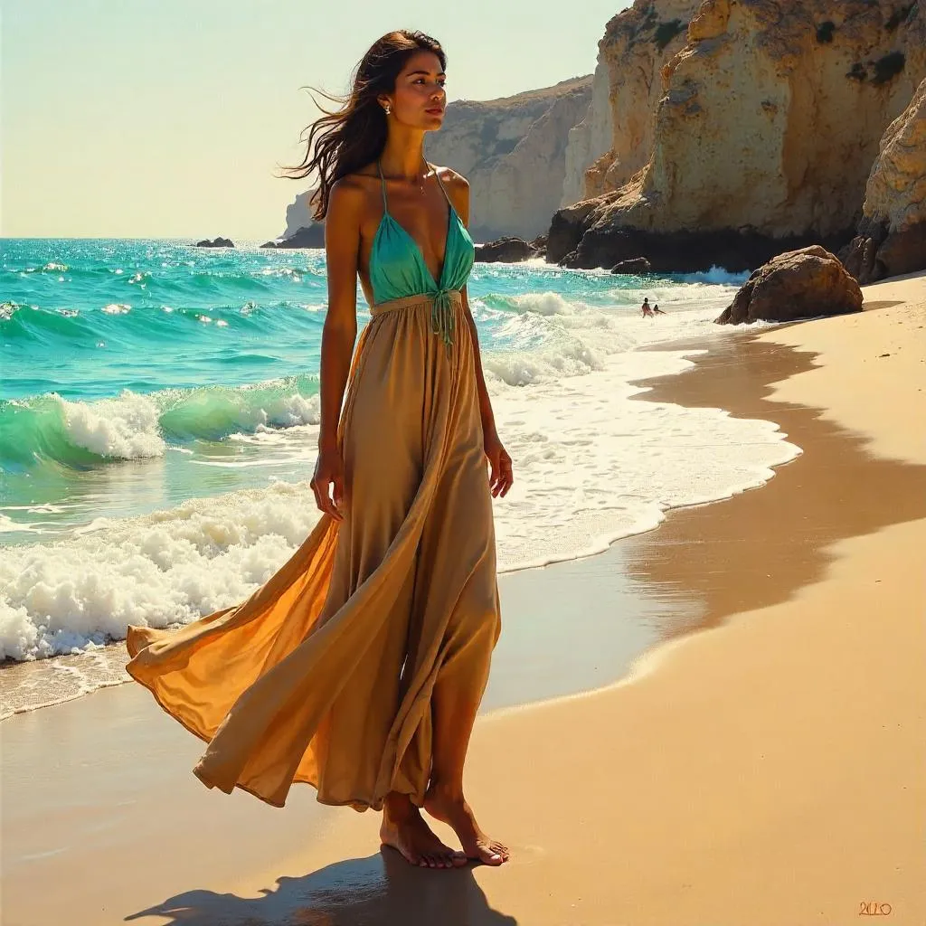 Golden Hour Beach Portrait of a Middle Eastern Woman