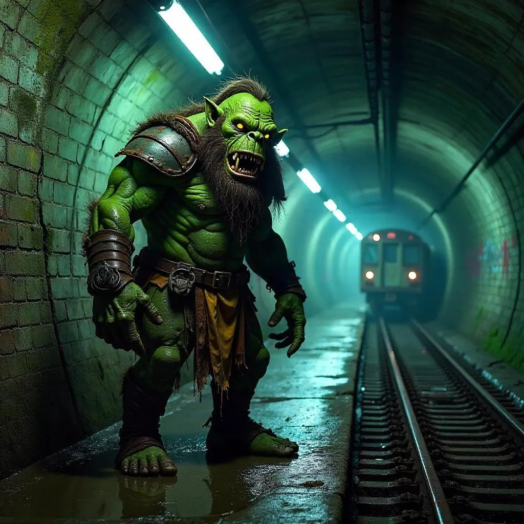 Photoreal Troll in a Subway Tunnel