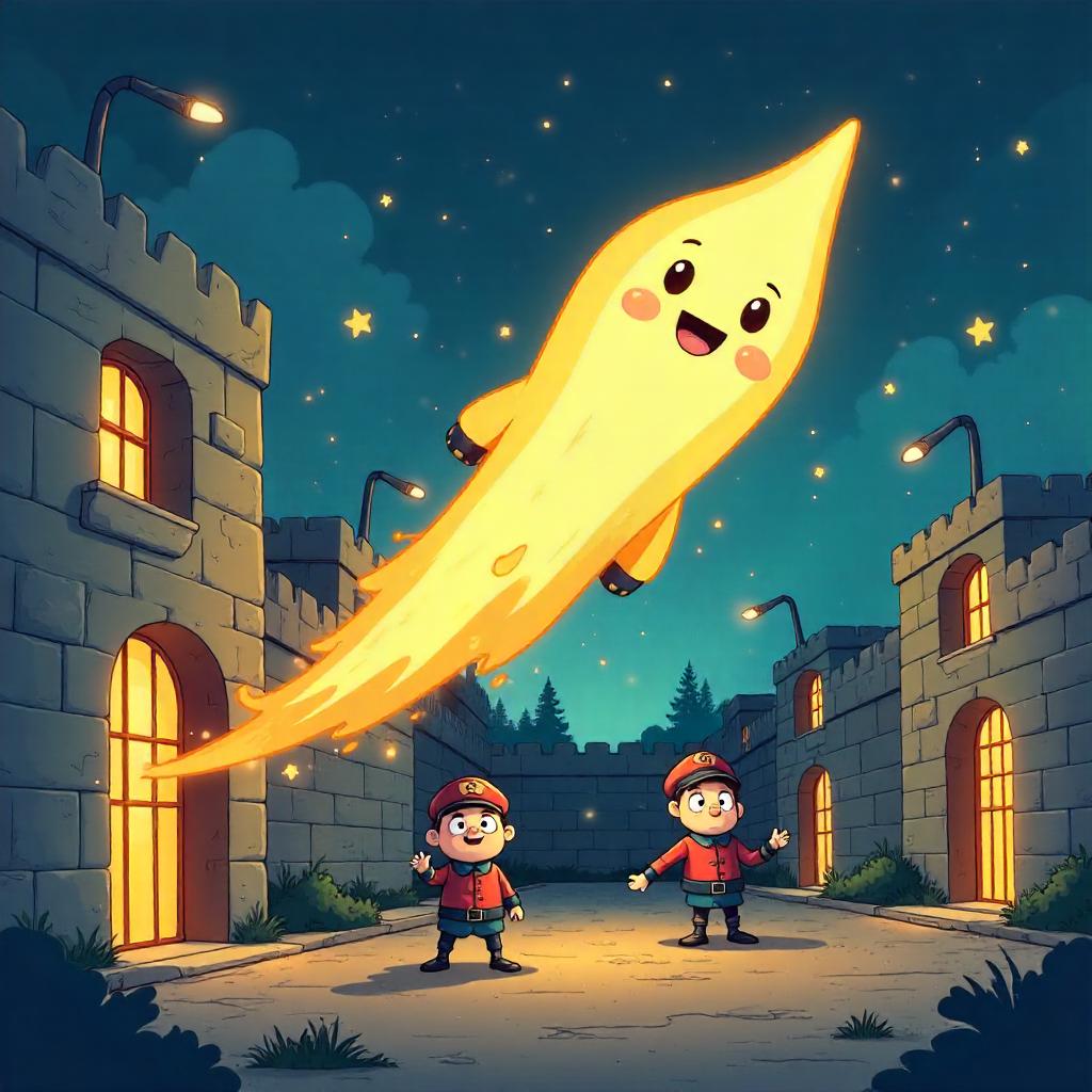 Comet in a Whimsical Prison — Cartoon Scene