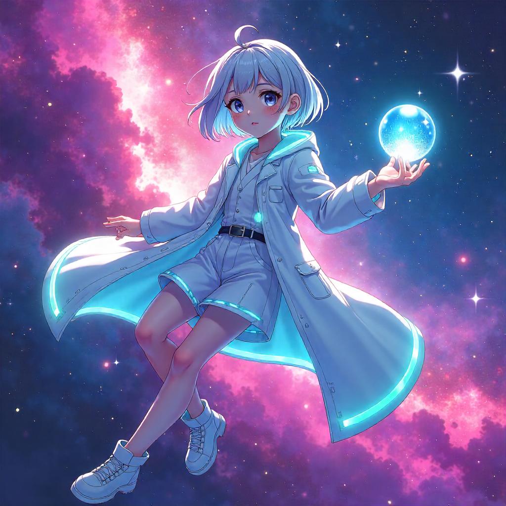 Anime Scientist in a Neon Nebula