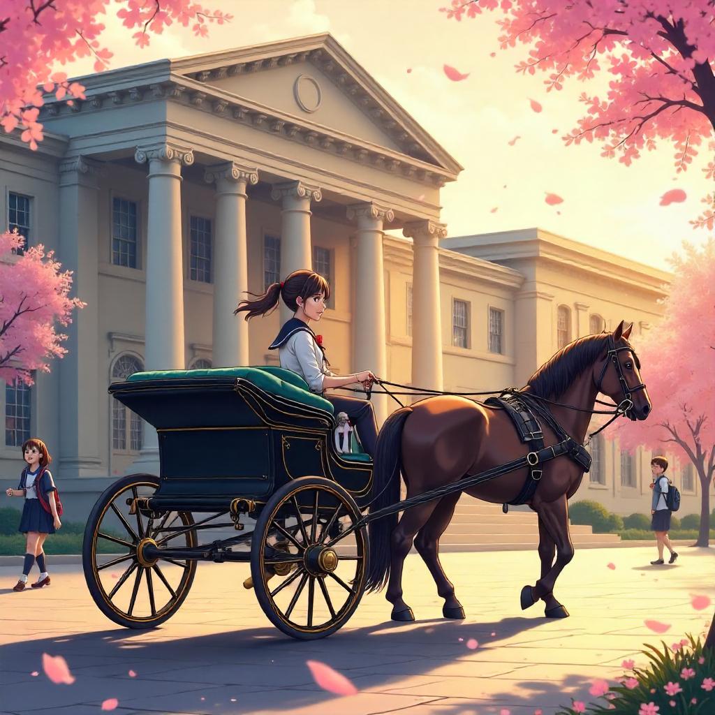 Anime-Style Carriage on a University Campus