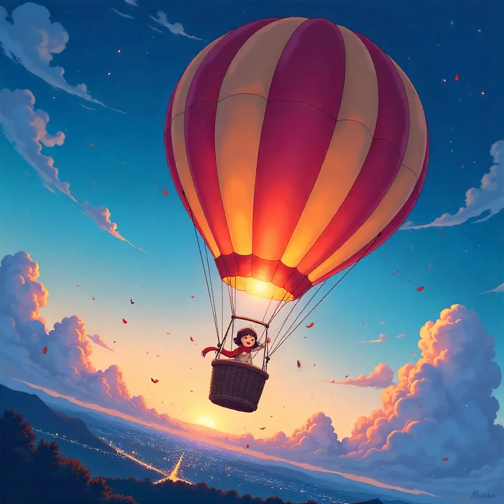 Weightless Anime Hot Air Balloon in Zero Gravity