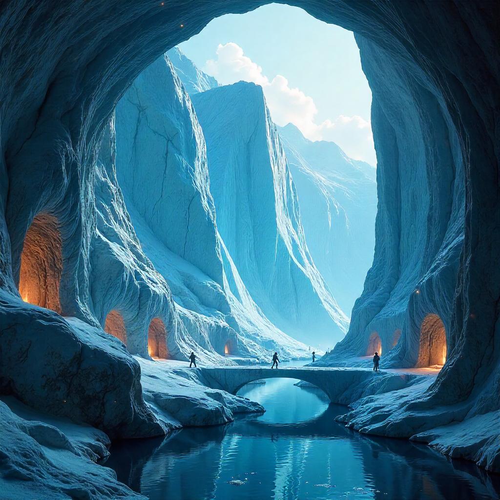 Subterranean Glacier in a Photorealistic Underground City