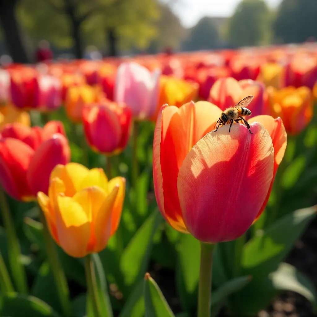 Vivid Spring Tulip Garden in Striking Detail