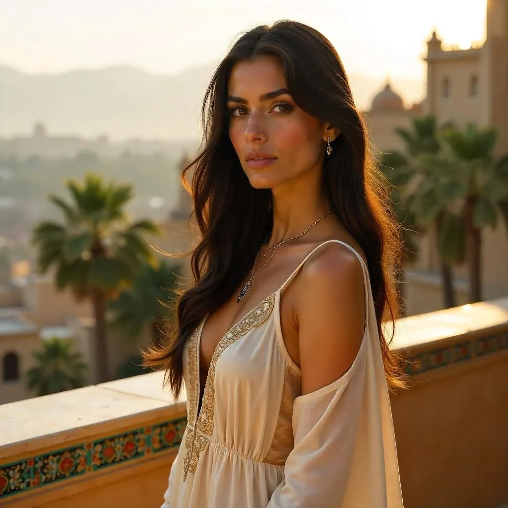 Golden Hour Terrace Portrait of a Middle Eastern Woman