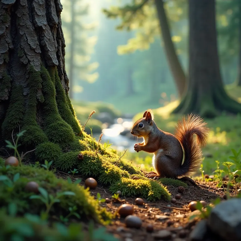 Squirrel Foraging in Bolu Forest, Turkey