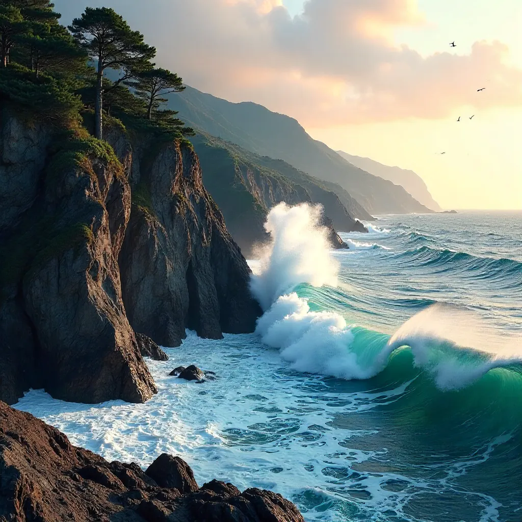 Wakayama Coastline: Cliffs, Waves, and Sunset Light