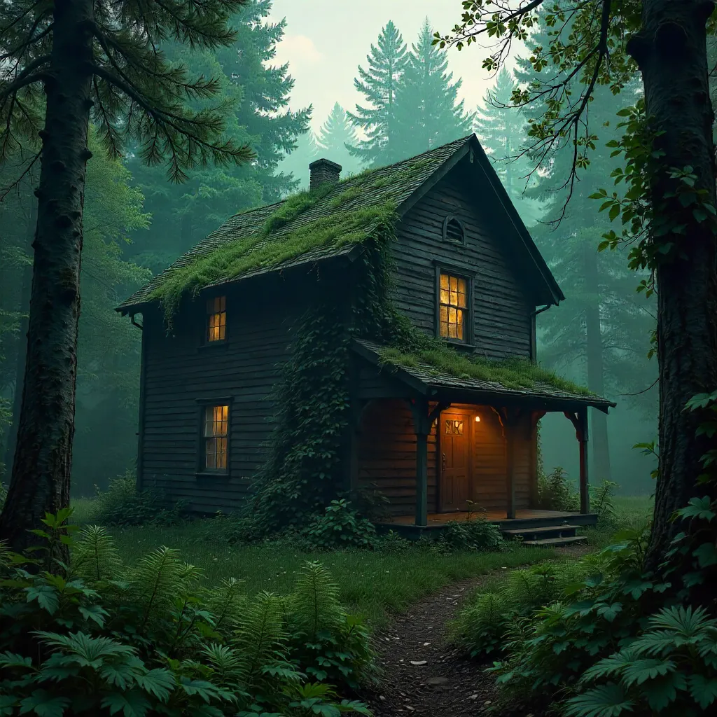 Abandoned House in a Dense Forest