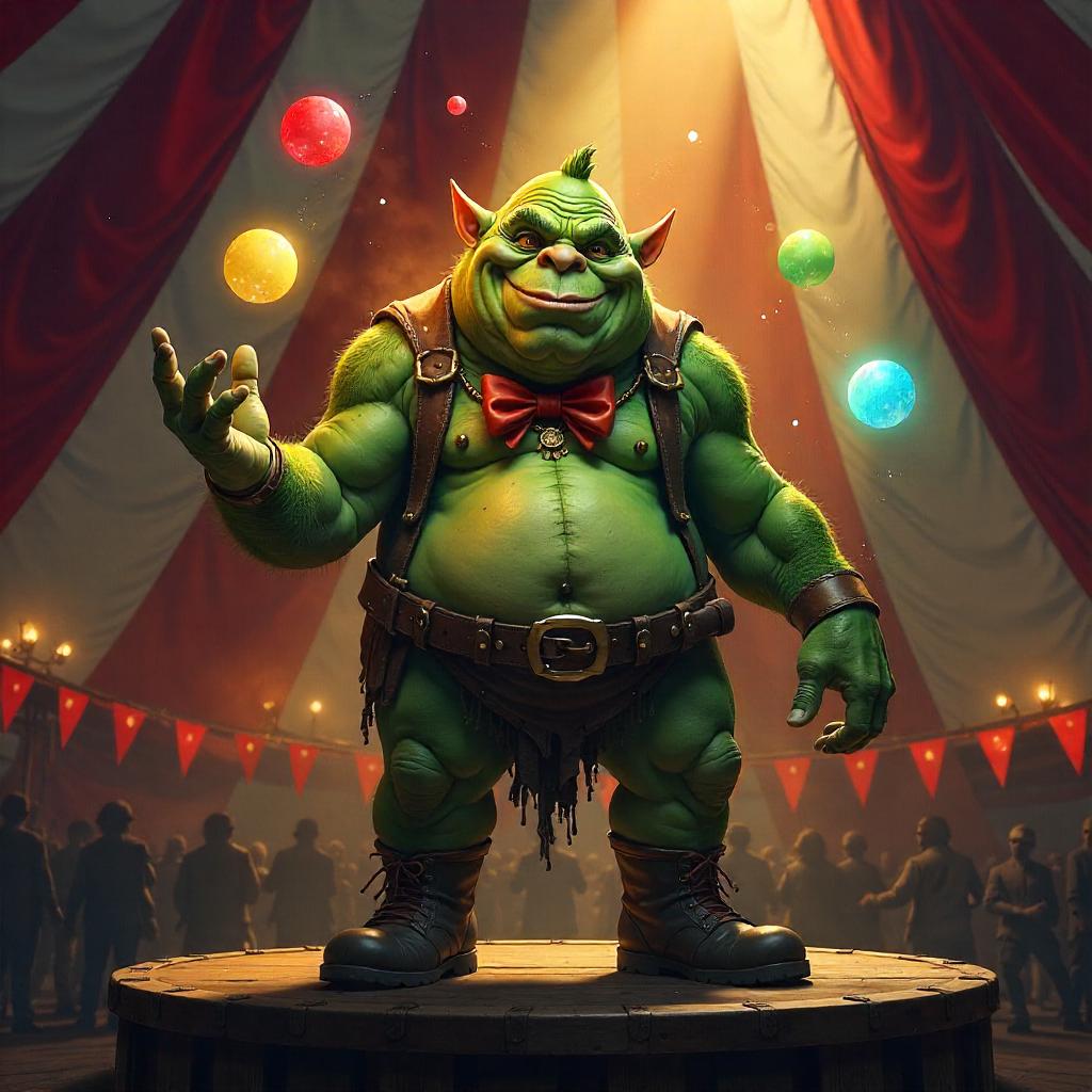 Ogre in a Striped Circus Tent - Digital Art Portrait