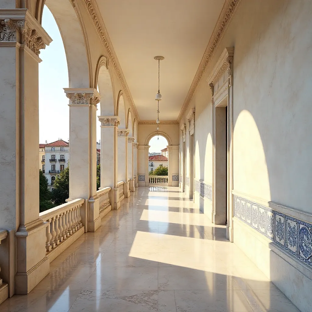 Serene Marble Corridor in Lisbon, Portugal