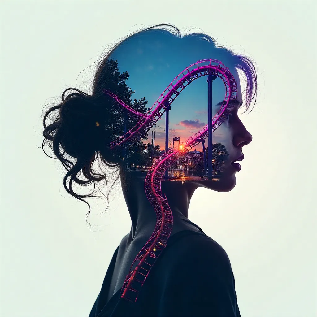 Thrill Meets Introspection: A Double-Exposure Portrait