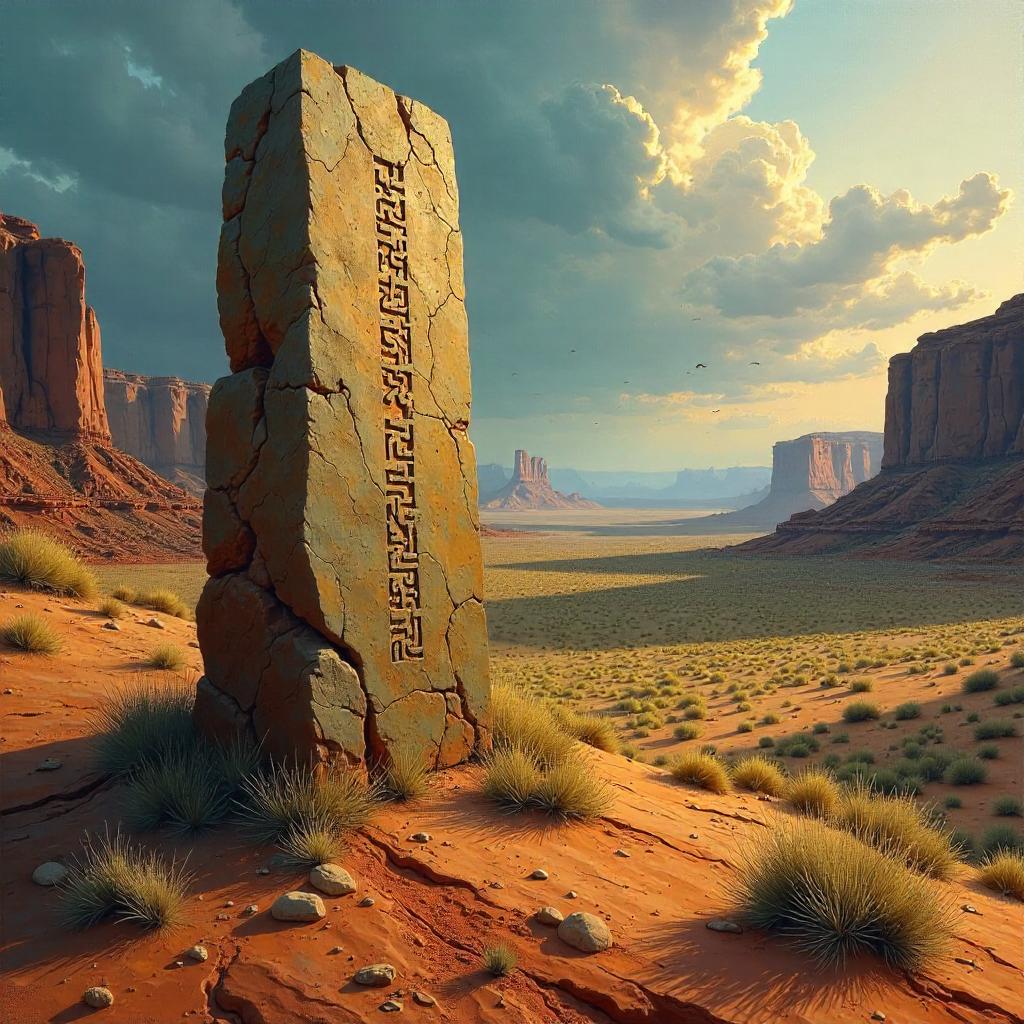 Runic Stone on a Mesa – Oil Painting