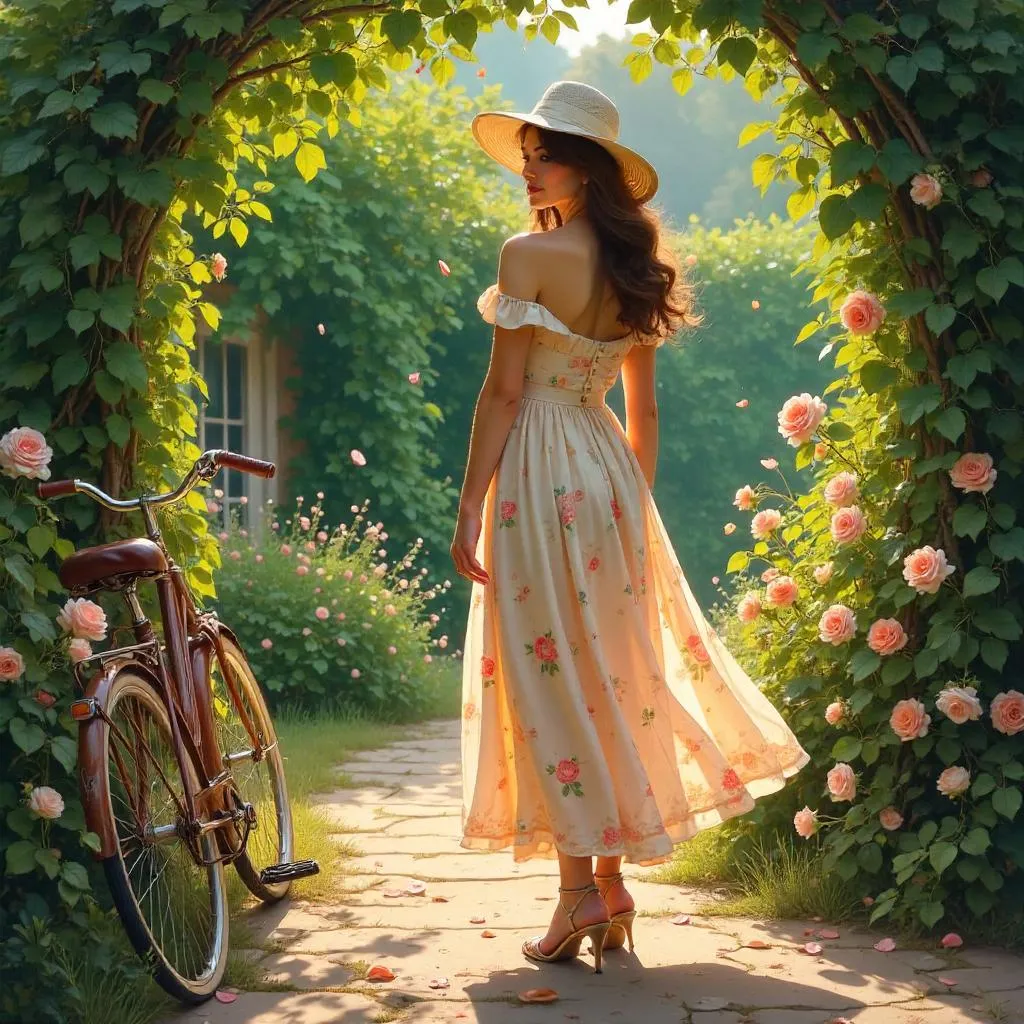 Garden Couture: An Oil Portrait in Bloom
