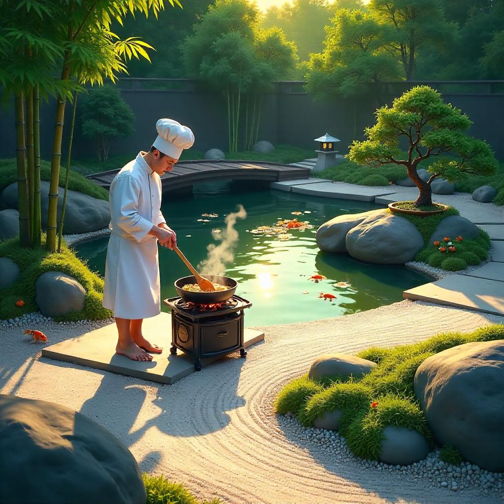 Zen Garden Chef: Digital Art in Tranquil Oasis