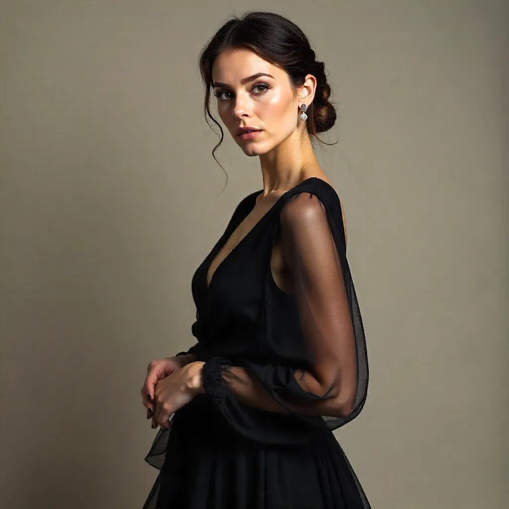 Sophisticated Portrait in a Sheer Black Dress
