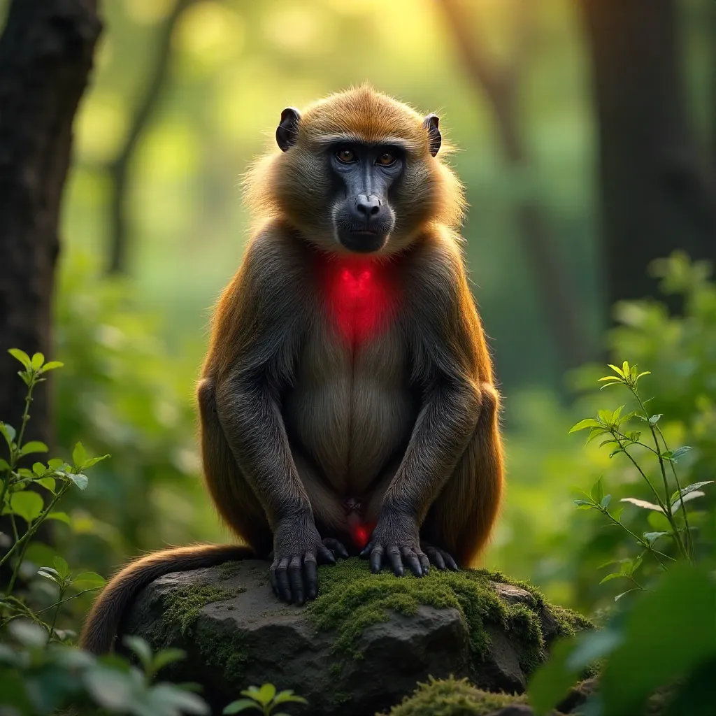 Regal Gelada Baboons on a Mossy Rock