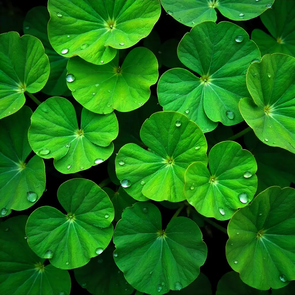 Aerial Nasturtium Leaves in Rain-Drop Mosaic