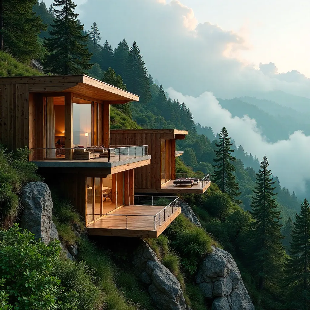 Modern Wooden Homes in Rize's Lush Mountains