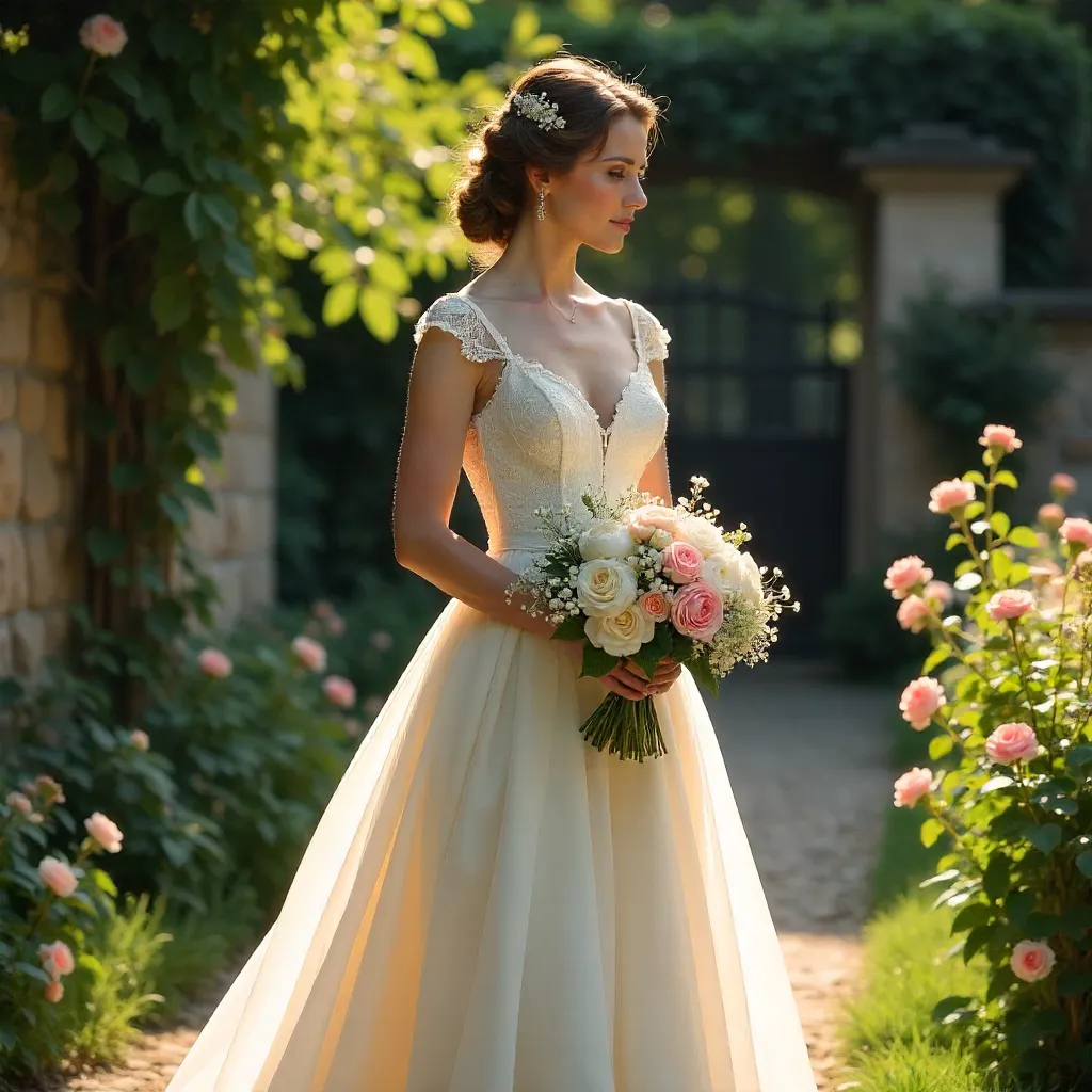Vintage Outdoor Bride with Bouquet