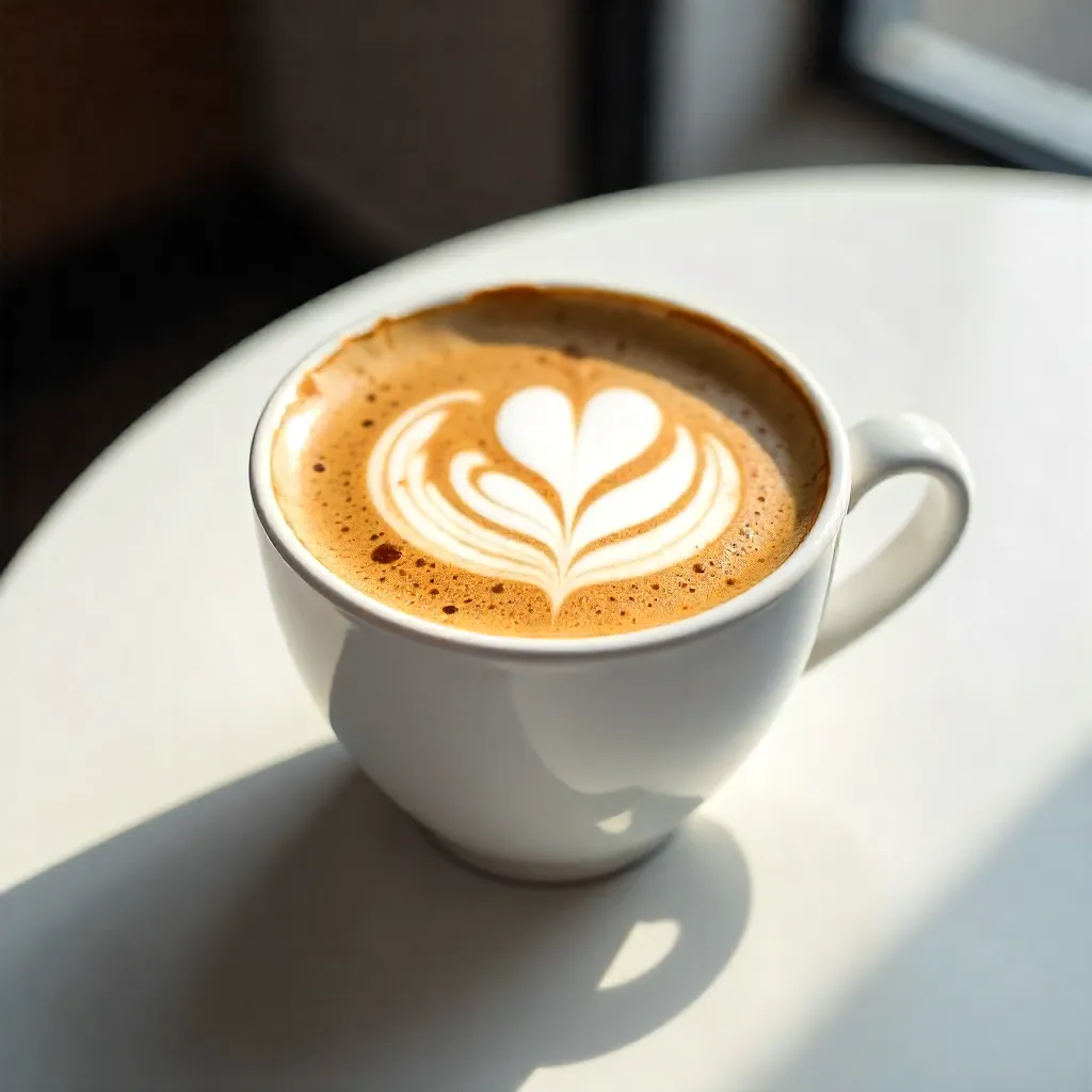 Close-Up Latte Art on a White Table