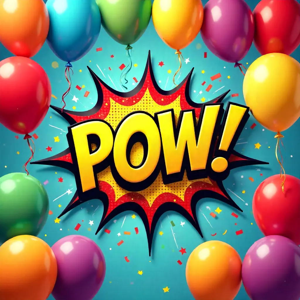 Vibrant Balloons Surrounding POW! Comic Burst