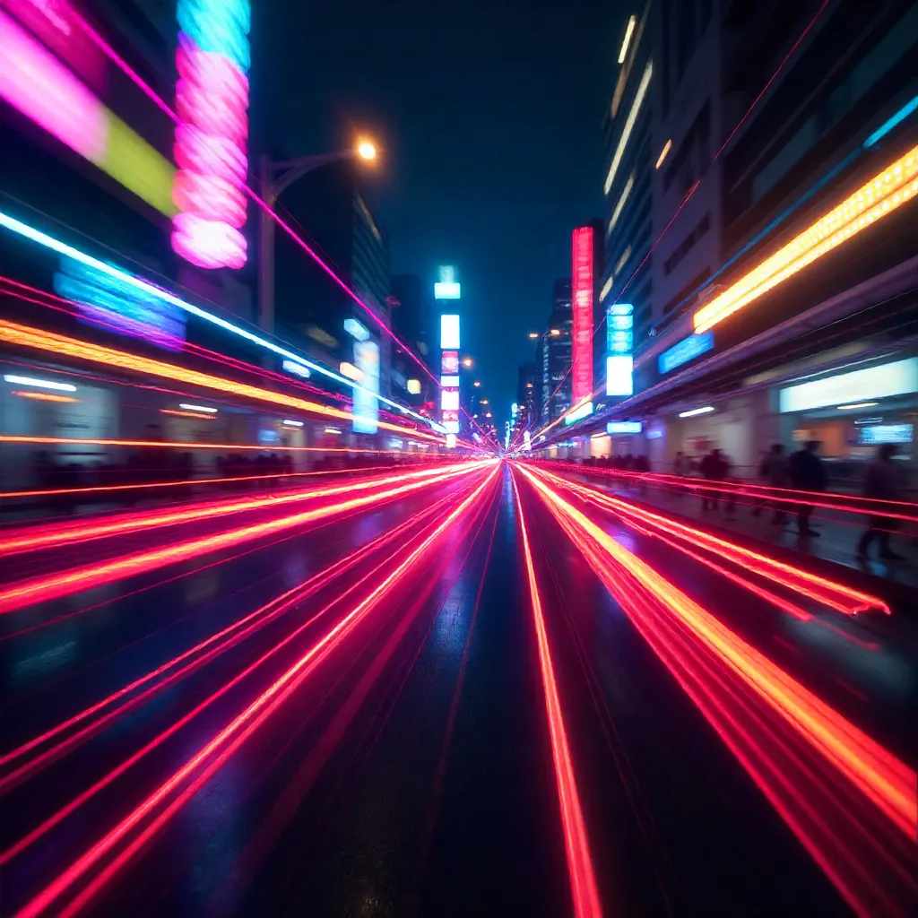 Neon Nightlife: Abstract Motion Blur Energy