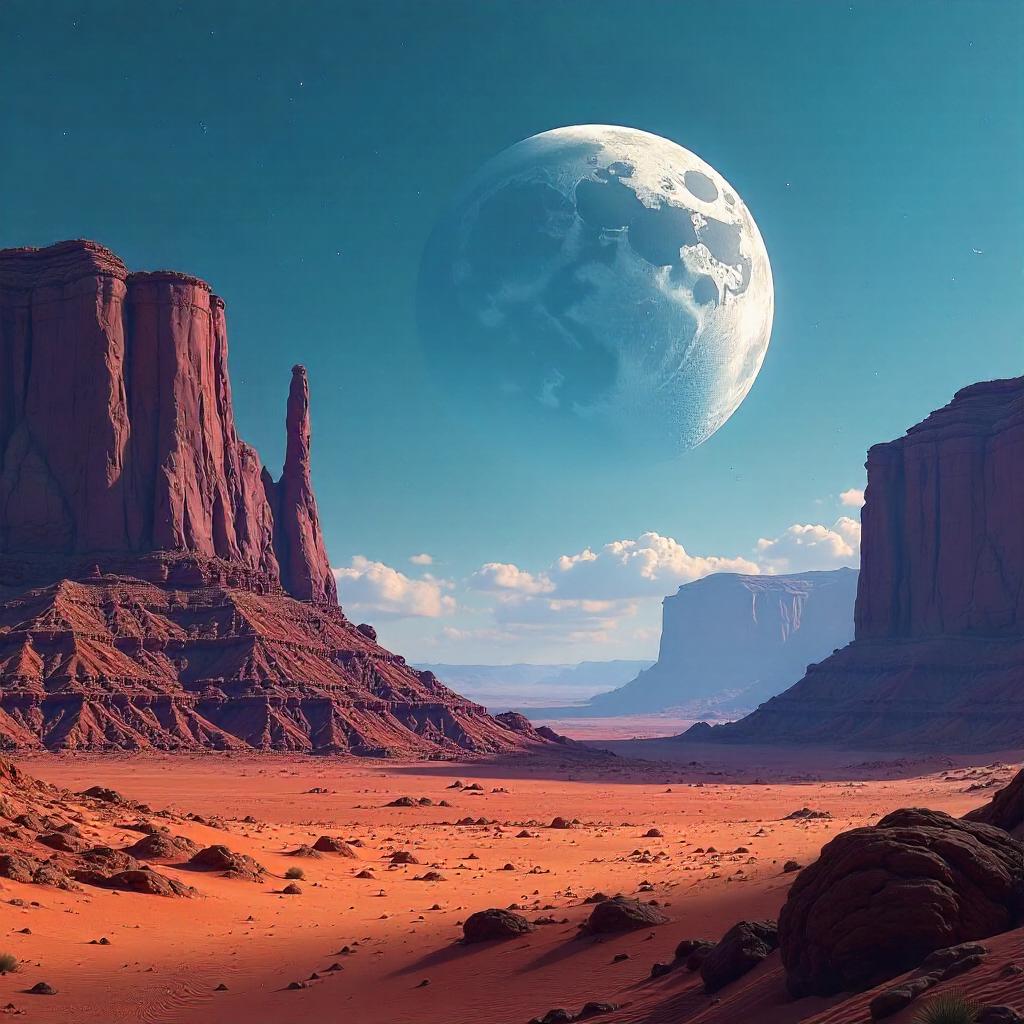 Moonlit Mesa Concept Art in Desert Landscape