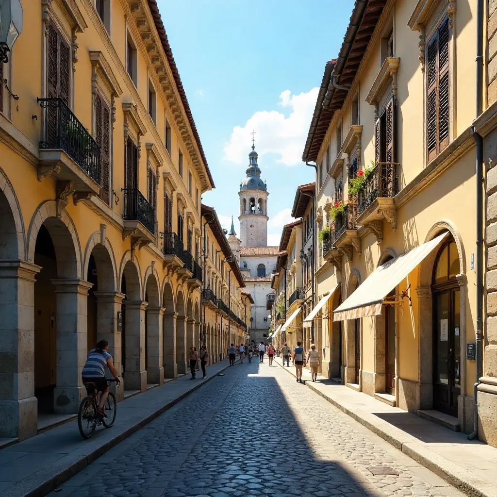 Daylight View of a Historic European Street