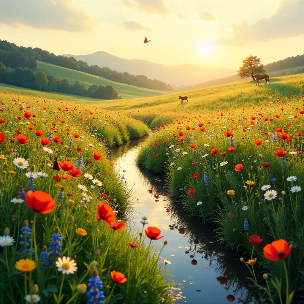 Tranquil Meadow with Vibrant Wildflowers