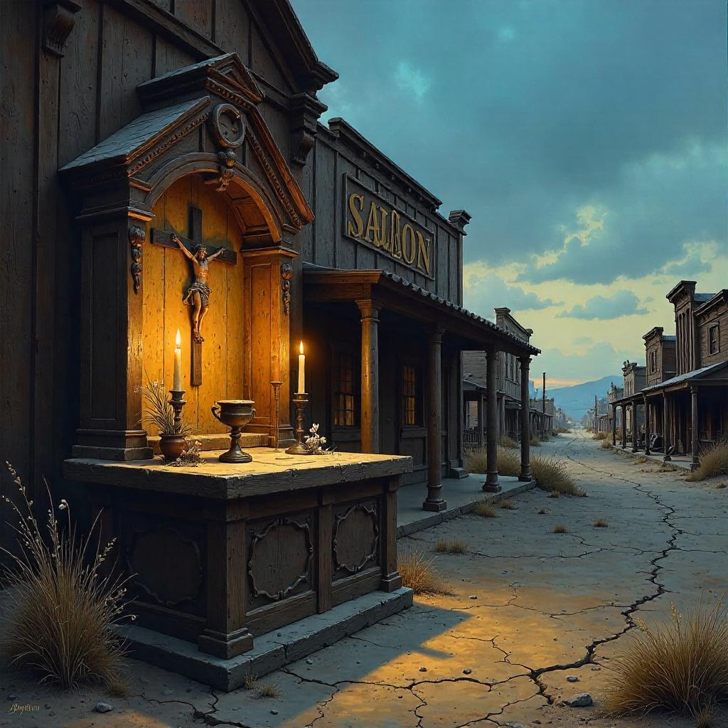Altar in a Ghost Town: An Oil Painting