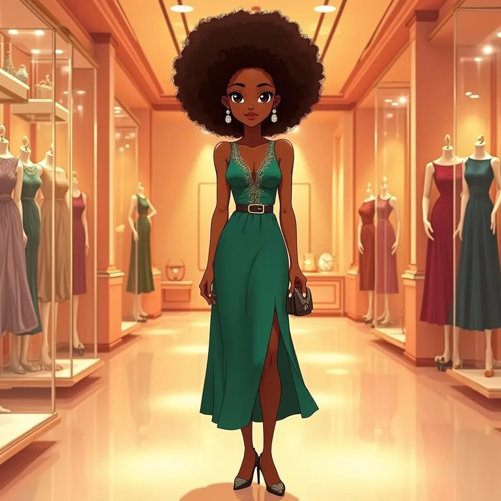 Elegant Boutique Moment: Anime Black Girl