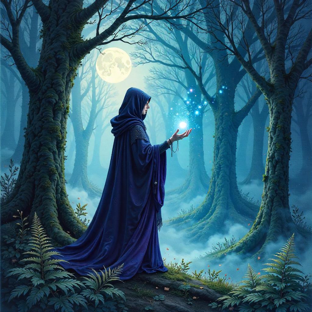 Watercolor Sorceress in a Dark Forest