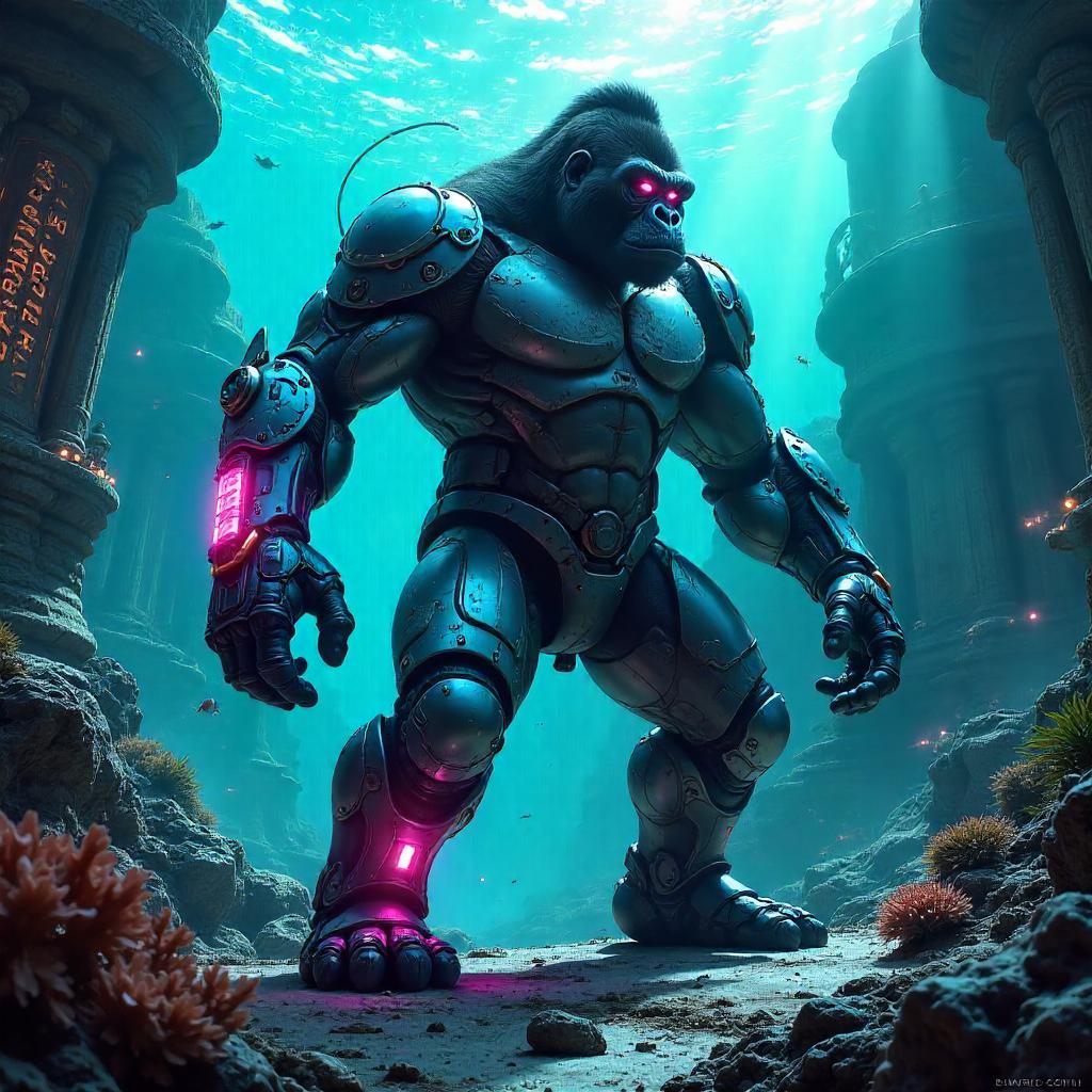 Cyberpunk Gorilla in Atlantis