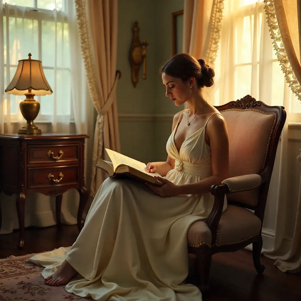 Whispering Pages in a Cozy Vintage Room