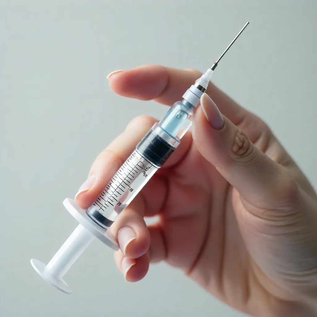 Detailed Close-Up: Hand Gripping Syringe