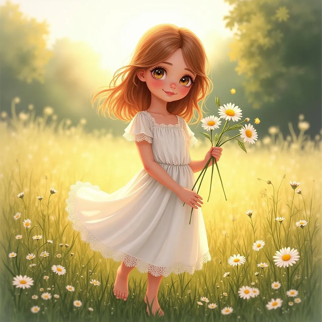 Golden Hour Meadow Portrait of a Girl