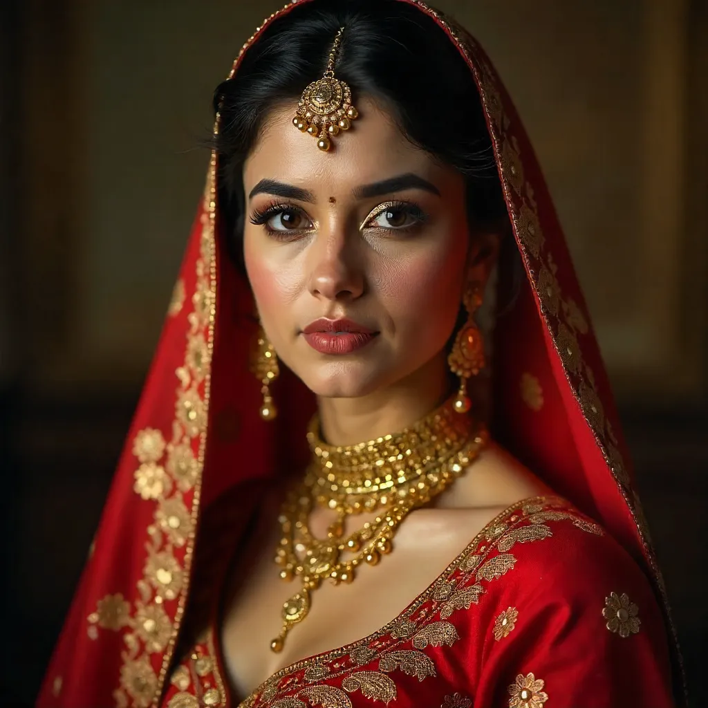 Striking Portrait in Vibrant Red Traditional Attire